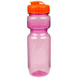 22 oz. Translucent Contour Bike Bottle - Translucent Pink With Translucent Orange Lid