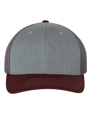 Richardson 112 Adjustable Snapback Trucker Cap - Heather Grey/ Charcoal/ Maroon