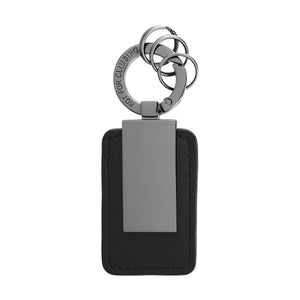 Leatherette Carabiner Clip Key Tag - Black