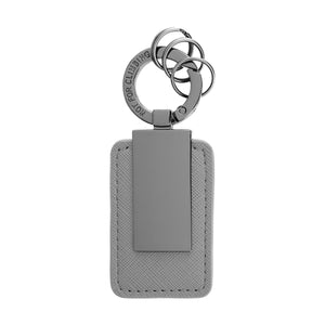 Leatherette Carabiner Clip Key Tag - Gray