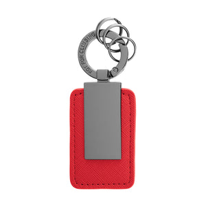 Leatherette Carabiner Clip Key Tag - Red