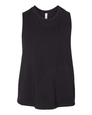 BELLA + CANVAS Ladies' Racerback Cropped Tank - Solid Black Blend