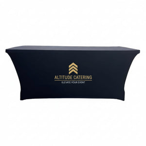 6’ Sublimated Table Cloth, Stretch Curved Fit, 3 Sided, Open Back - Various