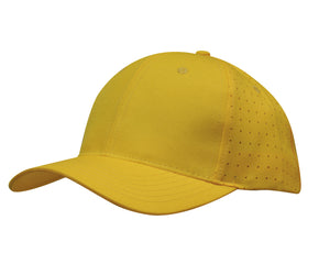 6 Panel Breathable Poly Twill With Circle Perforations - Gold