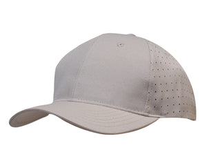 6 Panel Breathable Poly Twill With Circle Perforations - Stone Gray