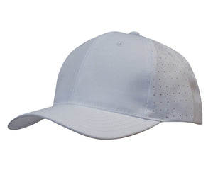 6 Panel Breathable Poly Twill With Circle Perforations - White