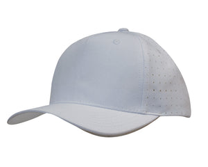 5 Panel Breathable Poly Twill With Circle Perforations - White
