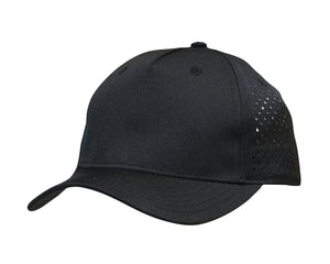 5 Panel Premium Pioneer Sports Twill With Tear Drop Perforations - Black