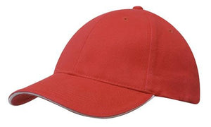 6 Panel US HBC Sandwich Cap & Buckle - Custom Embroidered - HP_4229 - Red with White