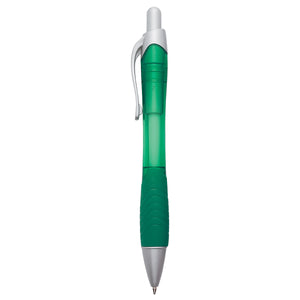 Rio Ballpoint Pen With Contoured Rubber Grip - Translucent Green