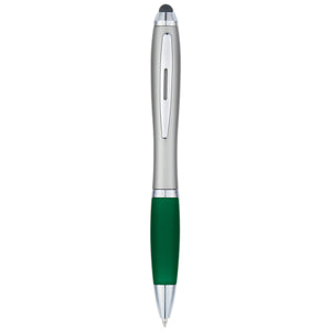 Satin Stylus Pen - Silver With Green