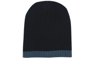 Two Tone Cable Beanie - Custom Embroidered - HP_4195 - Black with Charcoal