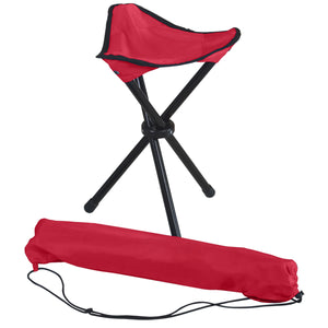 Folding Tripod Stool With Carrying Bag - Red