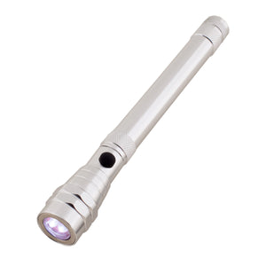 Telescopic Aluminum Flashlight With Magnet - Silver