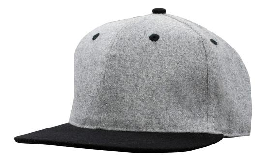 6 Panel Grey Marble Flannel Flat Peak Cap - Custom Embroidered - HP_4135 - Gray with Black