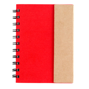 Small Spiral Notebook With Sticky Notes And Flags - Natural Red