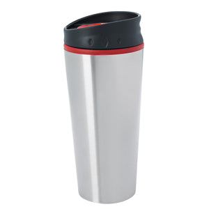 15 Oz. Stainless Steel Diamond Mug - Silver With Red