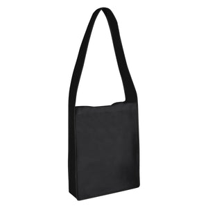 Non-Woven Messenger Tote Bag With Hook And Loop Closure (Black)