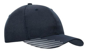 6 Panel Breathe P-Twill with Peak Print Cap - Custom Embroidered - HP_4007 - Navy with White