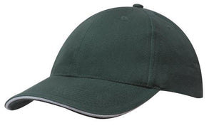 6 Panel US HBC Sandwich Cap & Buckle - Custom Embroidered - HP_4229 - Bottle Green with White