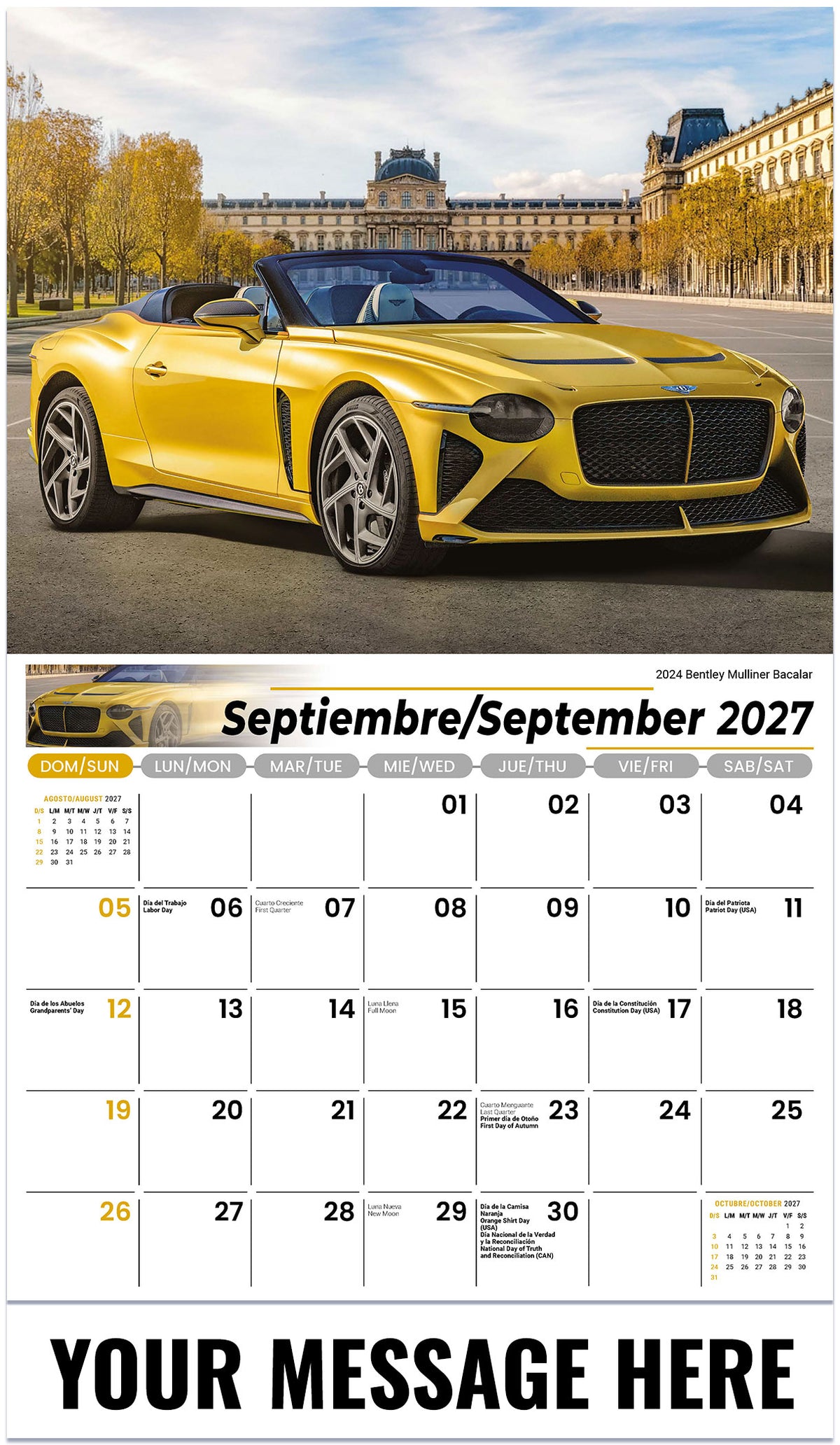 Exotic Cars (Bilingual) - 2027 Promotional Calendar