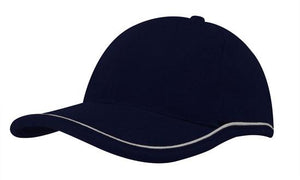 6 Panel BHC Cap with Piping On Crown-Peak - Custom Embroidered - HP_4047 - Navy with Gold