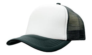 Mesh Back Baseball Cap - Custom Embroidered - White with Charcoal