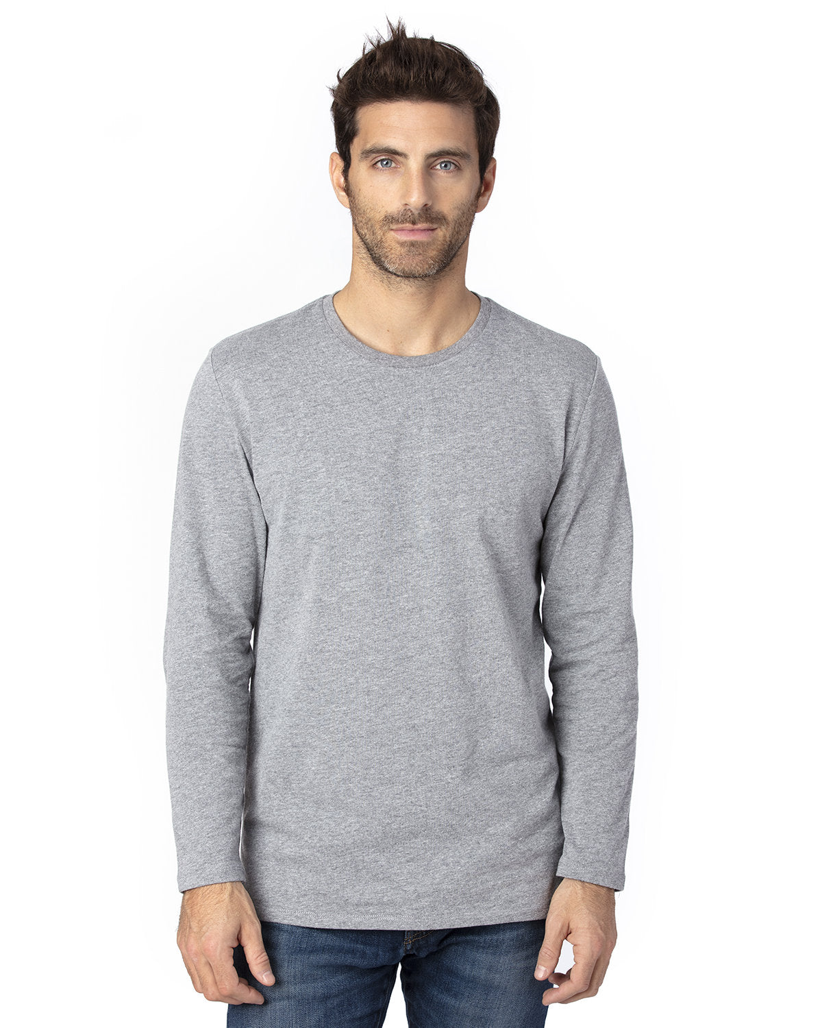 Threadfast Unisex Ultimate CVC Long-Sleeve T-Shirt - Heather Grey