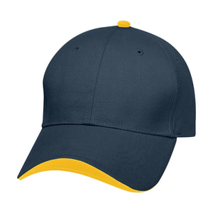 Wave Sandwich Cap - Navy With Gold