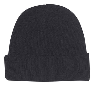 KNIT BEANIE WITH CUFF - Black