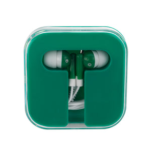 Ear Buds In Compact Case - Green With Green