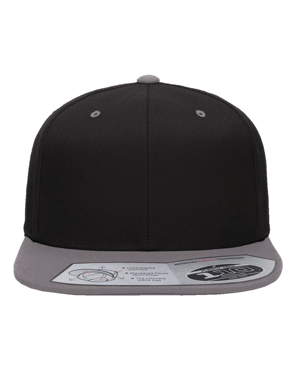 Flexfit Adult Wool Blend Snapback Cap - Black/ Grey