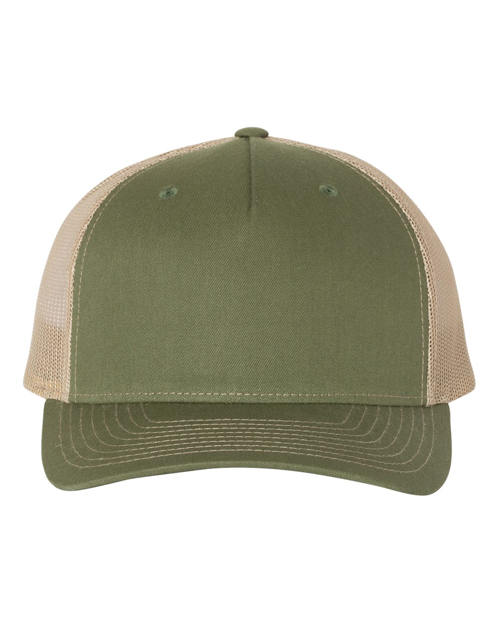 Richardson 112FP Five-Panel Trucker Cap - Army Olive Green/ Tan