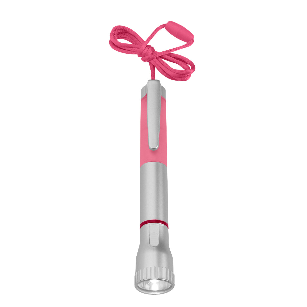 Flashlight With Light Up Pen - Silver With Pink