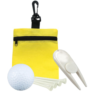 Golf in a Bag Gift Set - KL_0662 - Yellow Bag with White Divot Tool