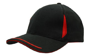 6 Panel BHC Cap Crown Insert & Sandwich - Custom Embroidered - HP_4098 - Black with Red