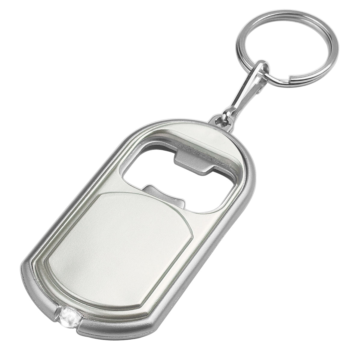 Bottle Opener Key Chain With LED Light - Matte Silver