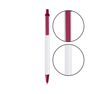 White BIC® Clic Stic® Pen - White With Burgundy