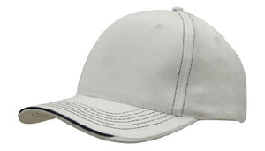 6 Panel BHC Cap with Contrast Sts & Sandwich - Custom Embroidered - HP_4097 - White with Navy