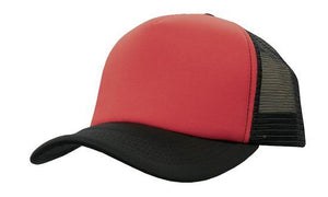 Mesh Back Baseball Cap - Custom Embroidered - Red with Black