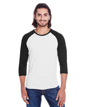 Threadfast Unisex Triblend Three-Quarter Sleeve Raglan