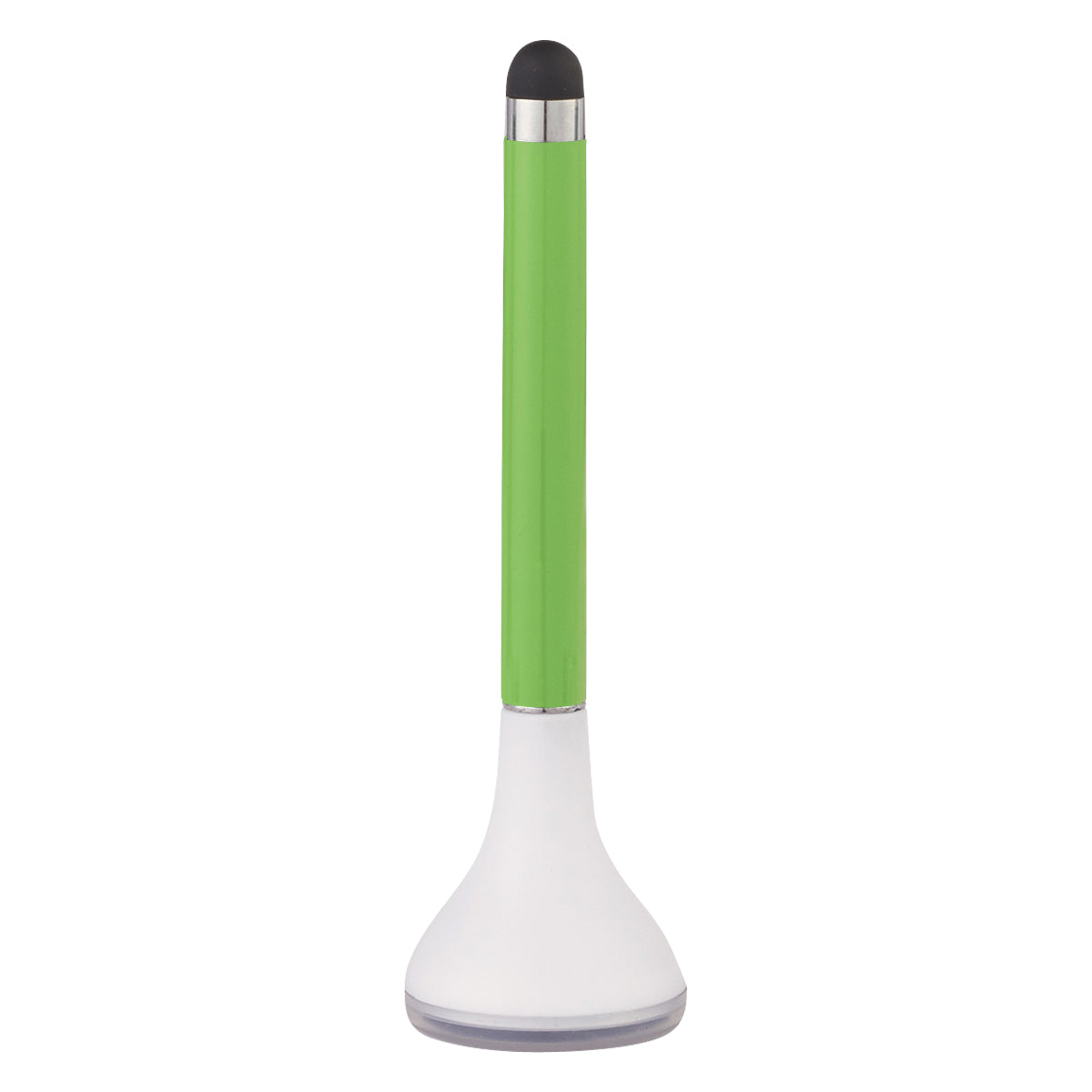Stylus Pen Stand With Screen Cleaner - White With Lime