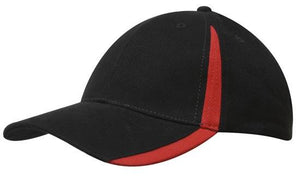 6 Panel BHC Cap with Inserts On Peak & Crown - Custom Embroidered - HP_4014 - Black with Red