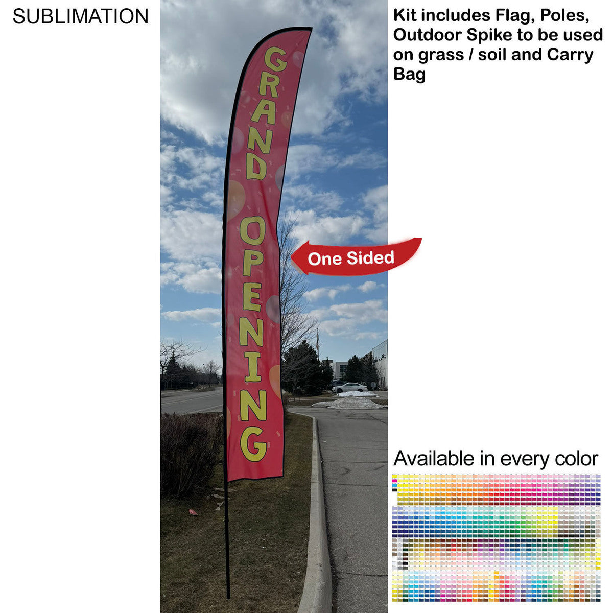 19' X-Large Feather Flag Kit, Full Color Graphics, Outdoor Spike base and Bag Included