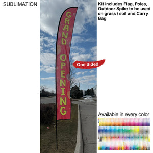 19' X-Large Feather Flag Kit, Full Color Graphics, Outdoor Spike base and Bag Included - White