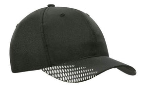 6 Panel Breathe P-Twill with Peak Print Cap - Custom Embroidered - HP_4007 - Black with White