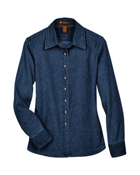 Harriton Ladies' Long-Sleeve Denim Shirt