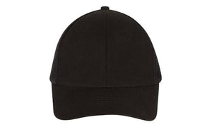 6 Panel Brush Cotton Cap with Mesh Back - Custom Embroidered - HP_4181 - Black