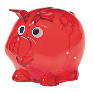 Mini Plastic Piggy Bank - Translucent Red