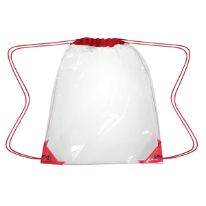 Clear Drawstring Backpack - Clear With Red